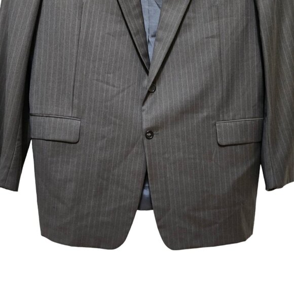 Hickey Freeman Vintage Gray Pinstripe Boardroom Single Breasted Blazer Sz 48L - Picture 2 of 11